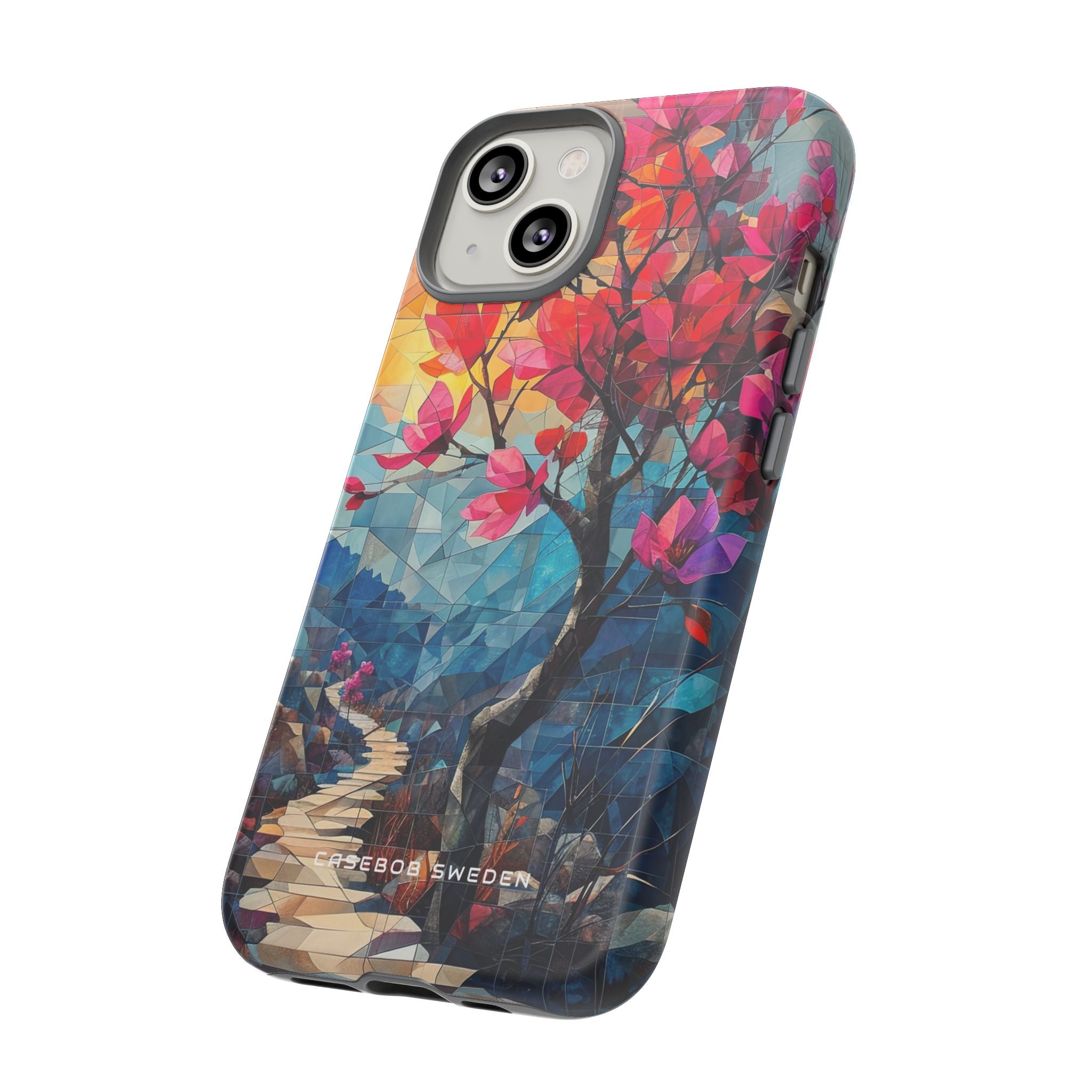 Vibrant Geometric Tree Landscape iPhone 14 - Tough Phone Case