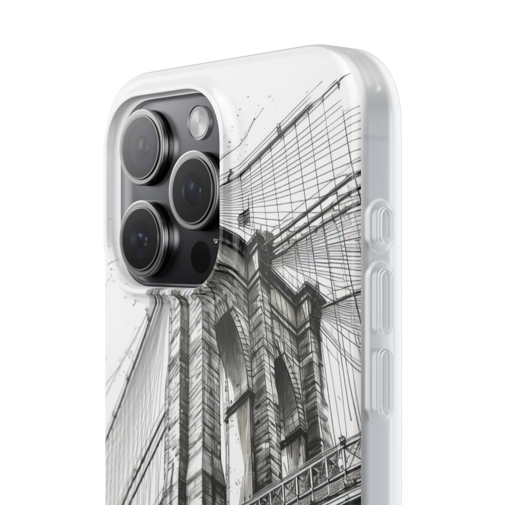 Suspension Bridge Line Art Illustration iPhone 15 - Flexi Phone Case