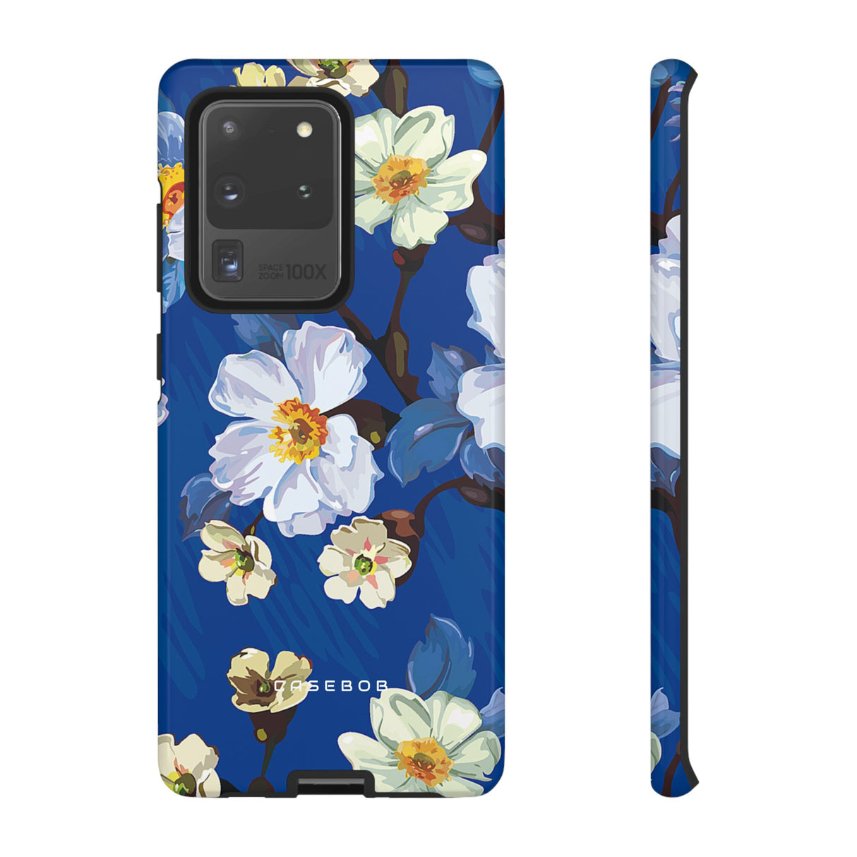 Elegant Flower on Blue iPhone Case | Tough