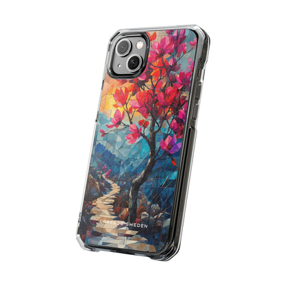 Vibrant Geometric Tree Landscape iPhone 14 - Clear Impact Phone Case