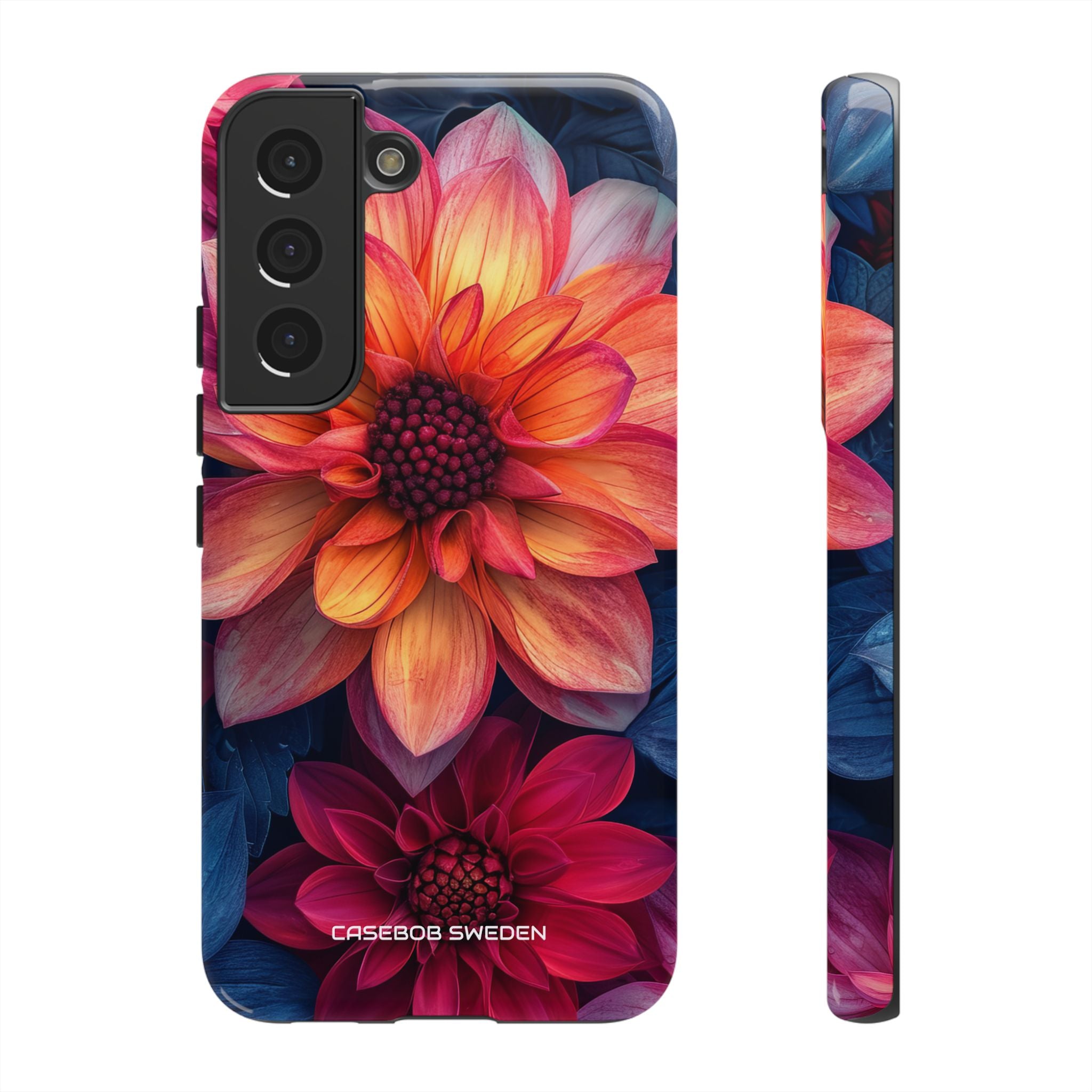 Floral Harmony Orange Blue - Tough Samsung S22 Phone Case