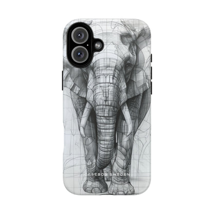 Elephant Line Geometry iPhone 16 - Tough Phone Case