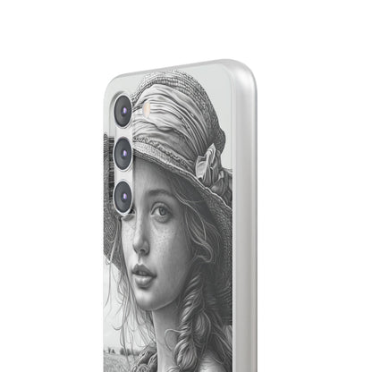 Serene Sketch Portrait | Flexible Phone Case for Samsung Galaxy