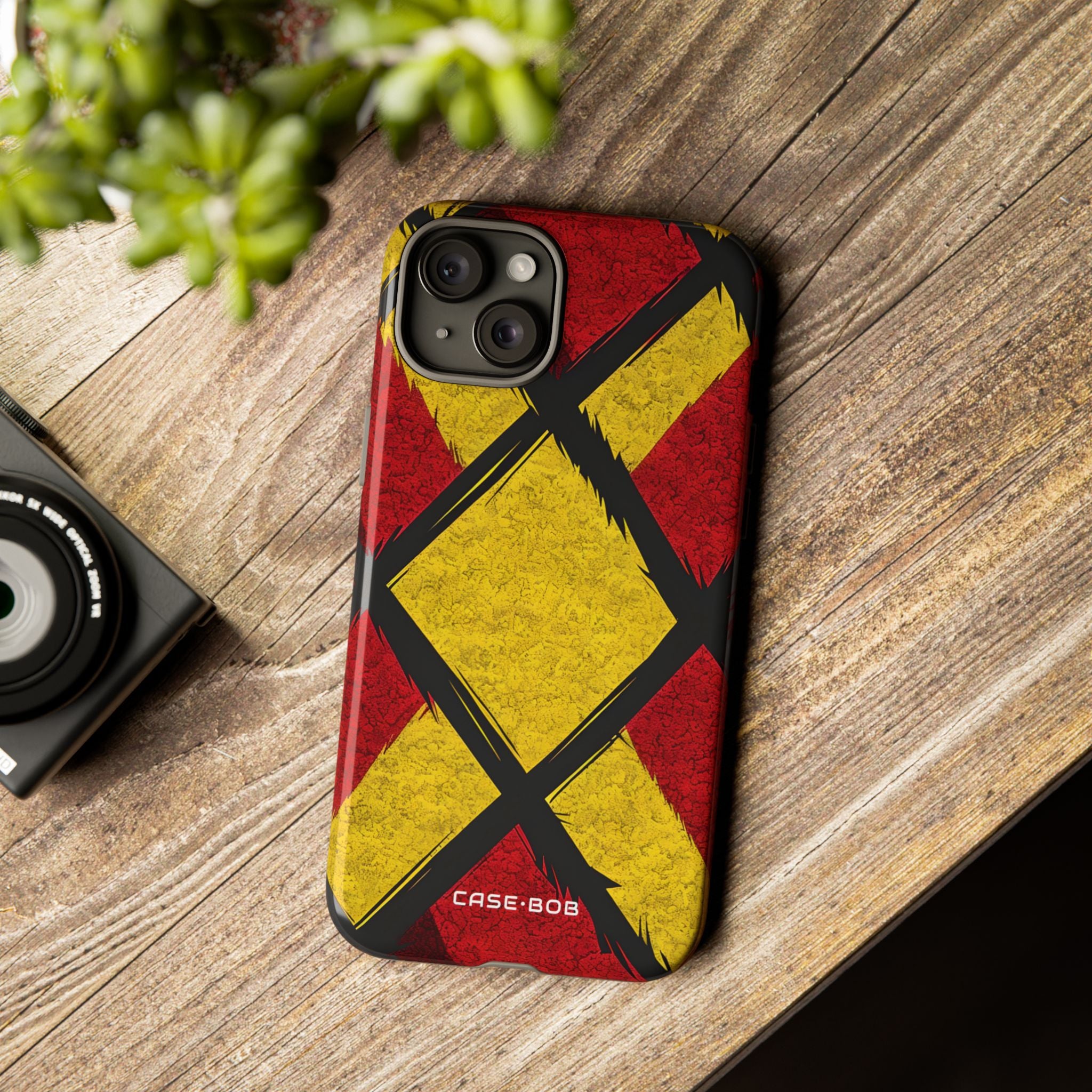 Cracked Diamond Grid iPhone 15 Plus Case - Tough