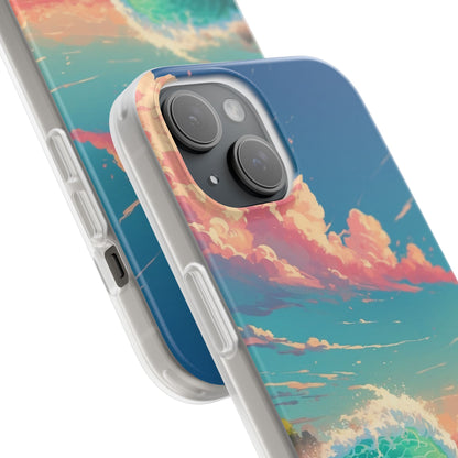 Turquoise Curl iPhone 15 Case - Soft