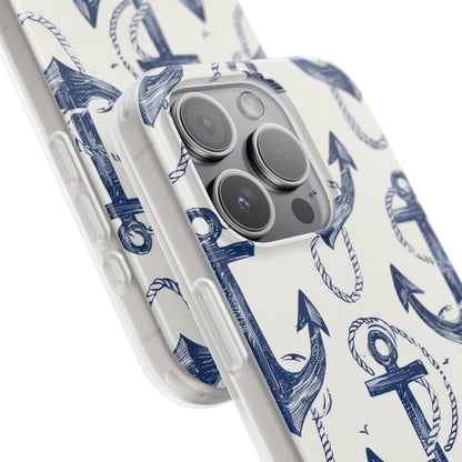 Navy Anchor Loop iPhone 15 Pro Case - Soft