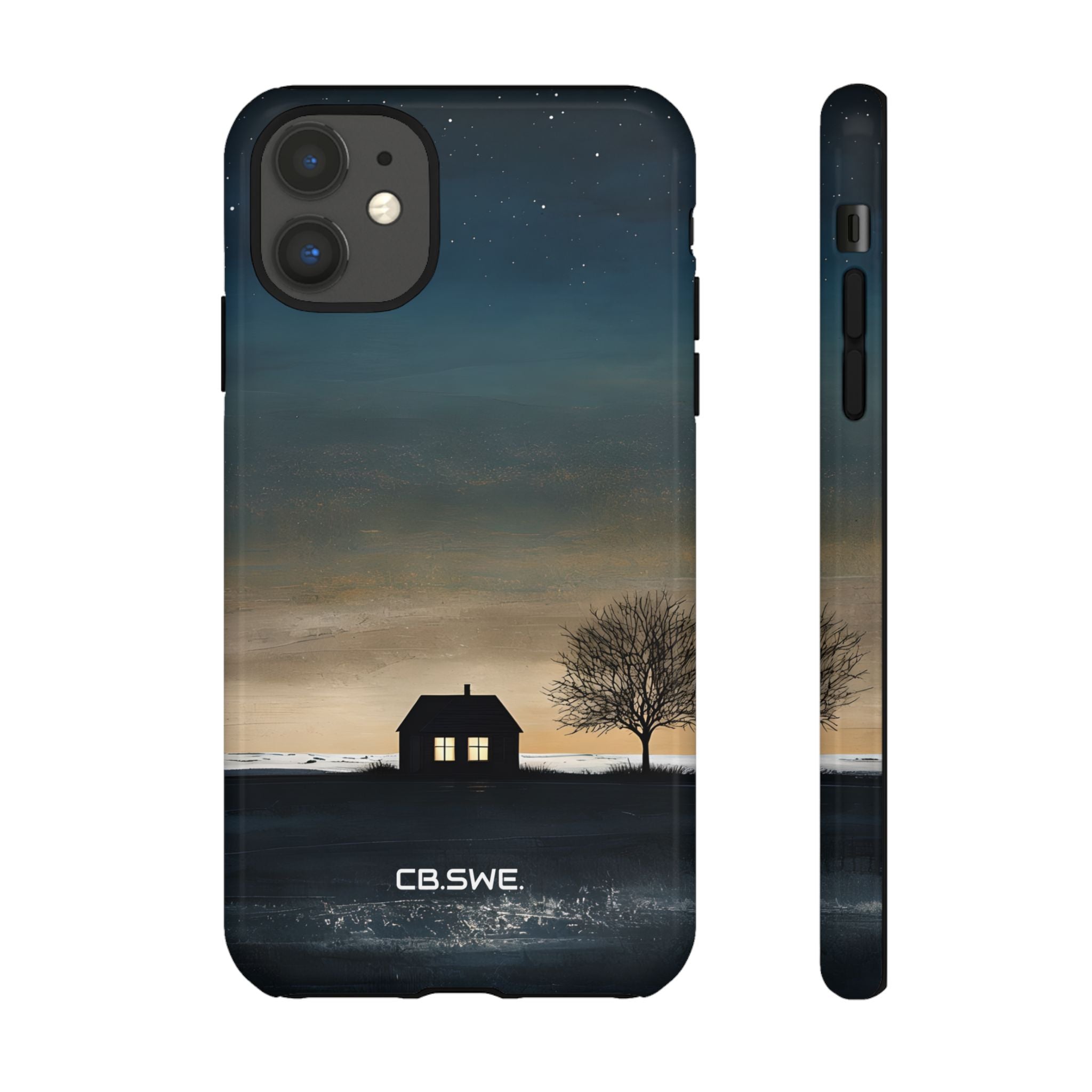 Serene Minimalist Dark House Glowing Windows Phone iPhone 11 - Tough
