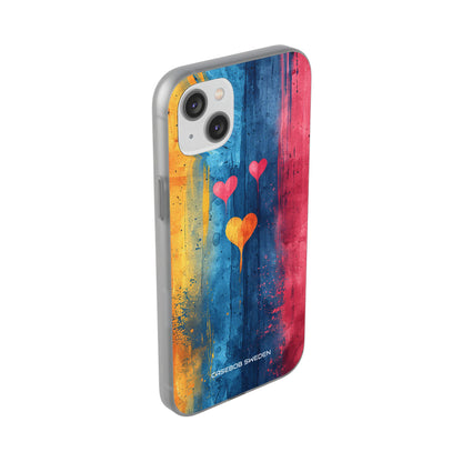 Hearts Watercolor Art - Flexi iPhone 14 Phone Case