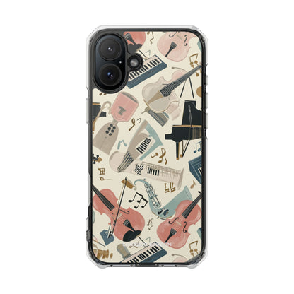 Beige Musical Instruments Pattern - Clear Impact iPhone 16 Phone Case