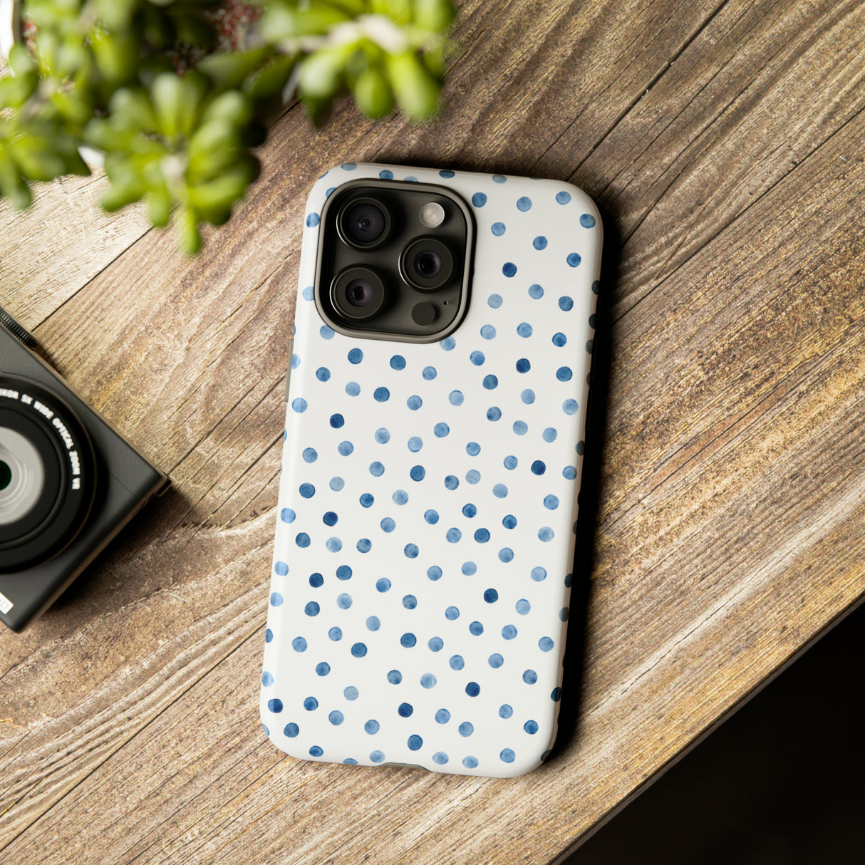 Blue Dots Pattern - Protective Phone Case