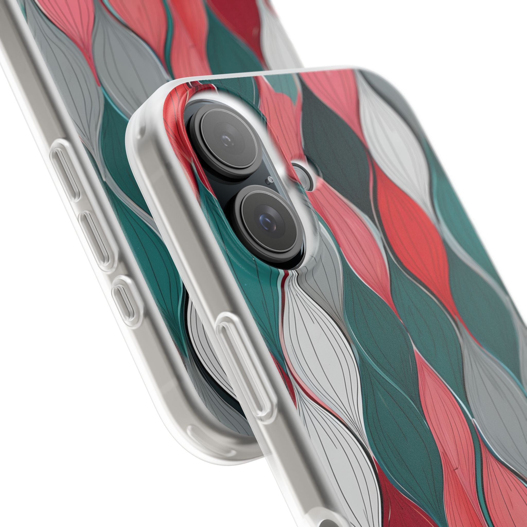 Leaf Cascade Teal iPhone 16 Case - Soft