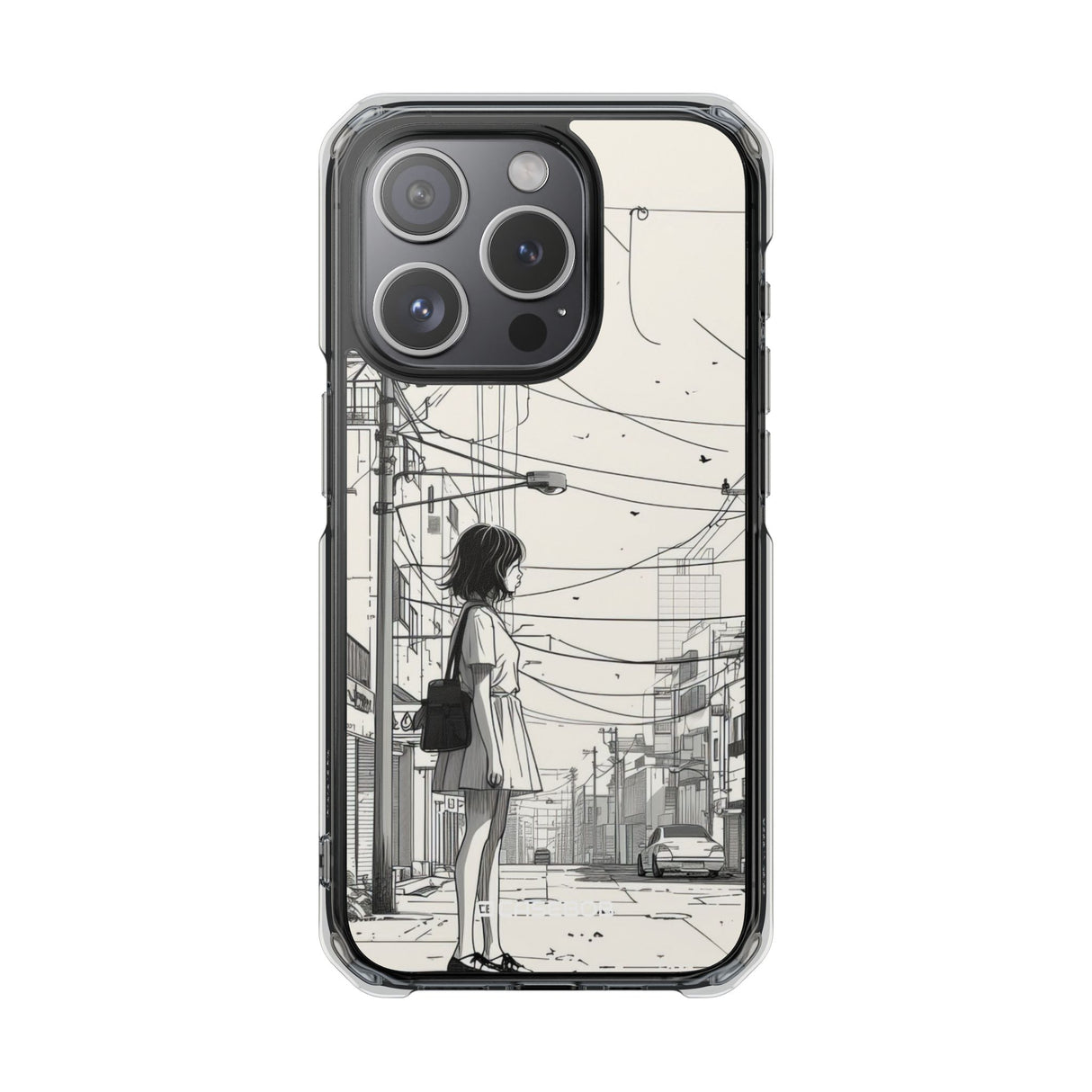 Urban Solitude Sketch - Phone Case for iPhone (Clear Impact - Magnetic)