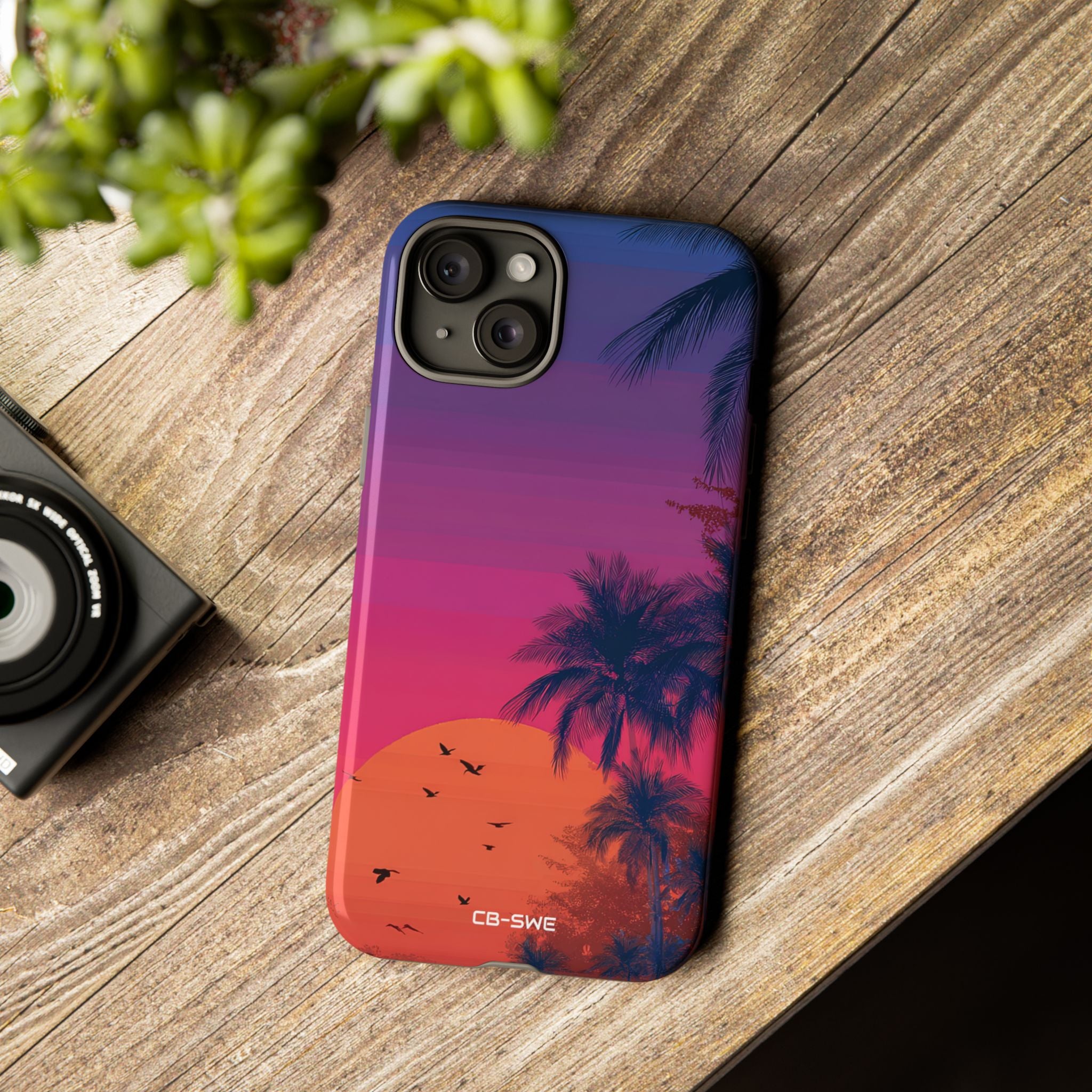 Tropical Sunset Silhouettes - iPhone Case