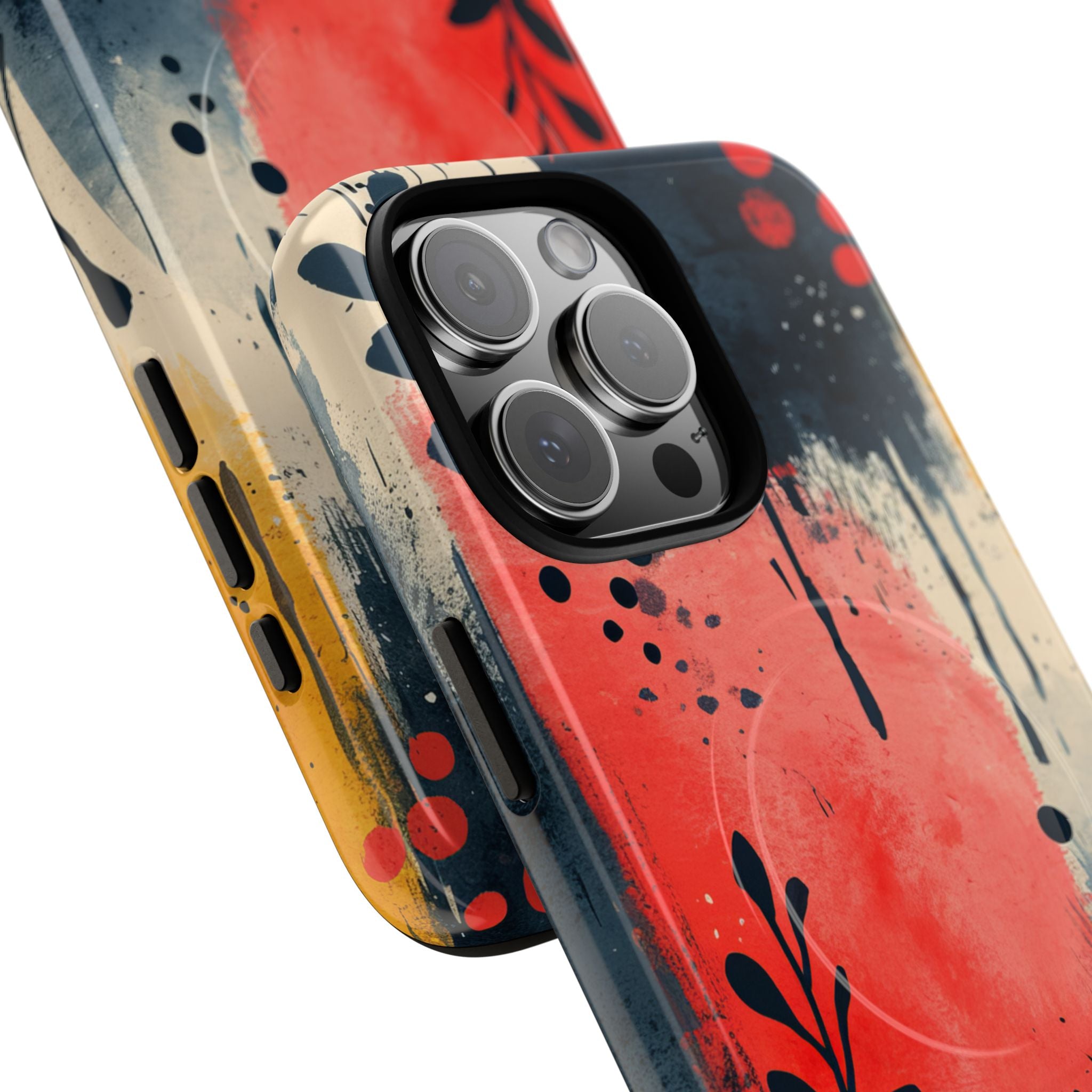 Red Blue Abstract Florals - Tough + MagSafe® iPhone 16 Phone Case