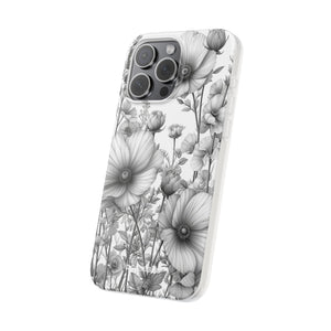 Monochrome Flora | Flexible Phone Case for iPhone