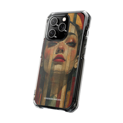 Bold Art Deco Portrait - Clear Impact iPhone 14 Phone Case