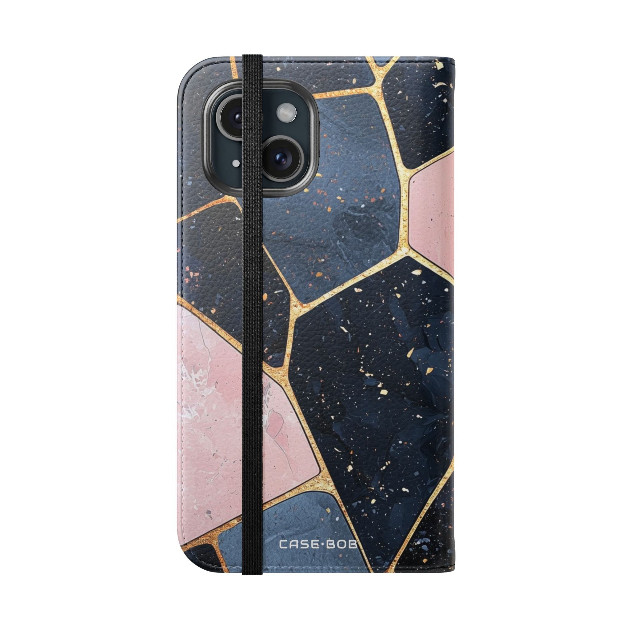 Golden Mosaic Navy - iPhone 15 Case - Wallet