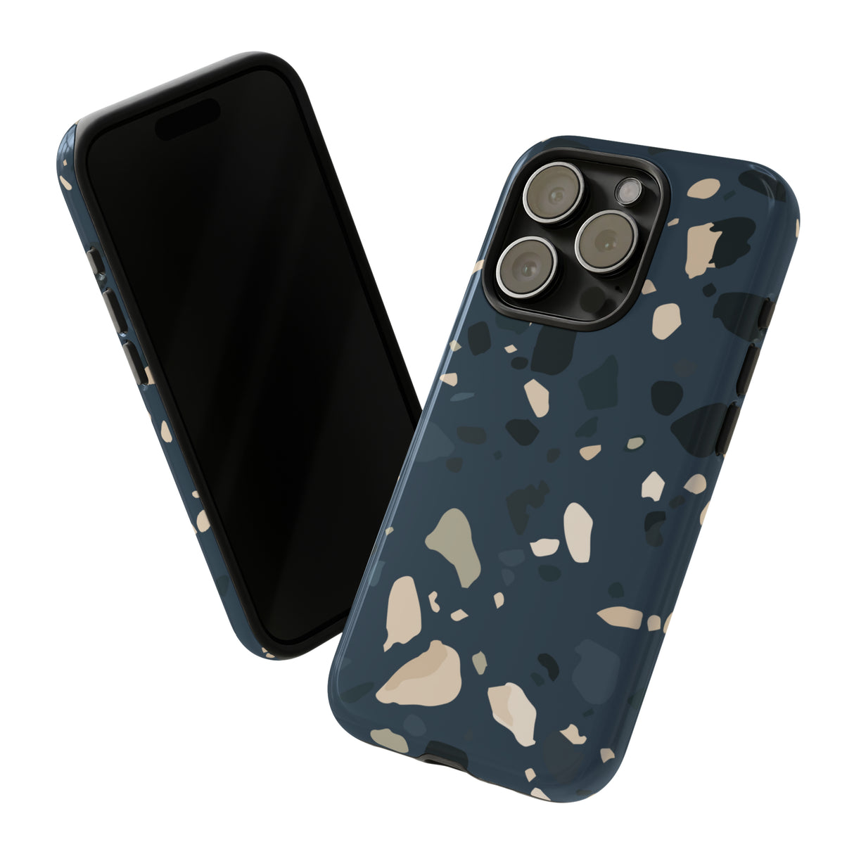 Dark Blue Terrazzo - Protective Phone Case