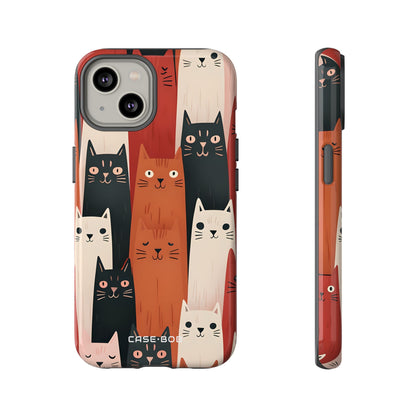 Elongated Cats Black iPhone 14 Case - Tough