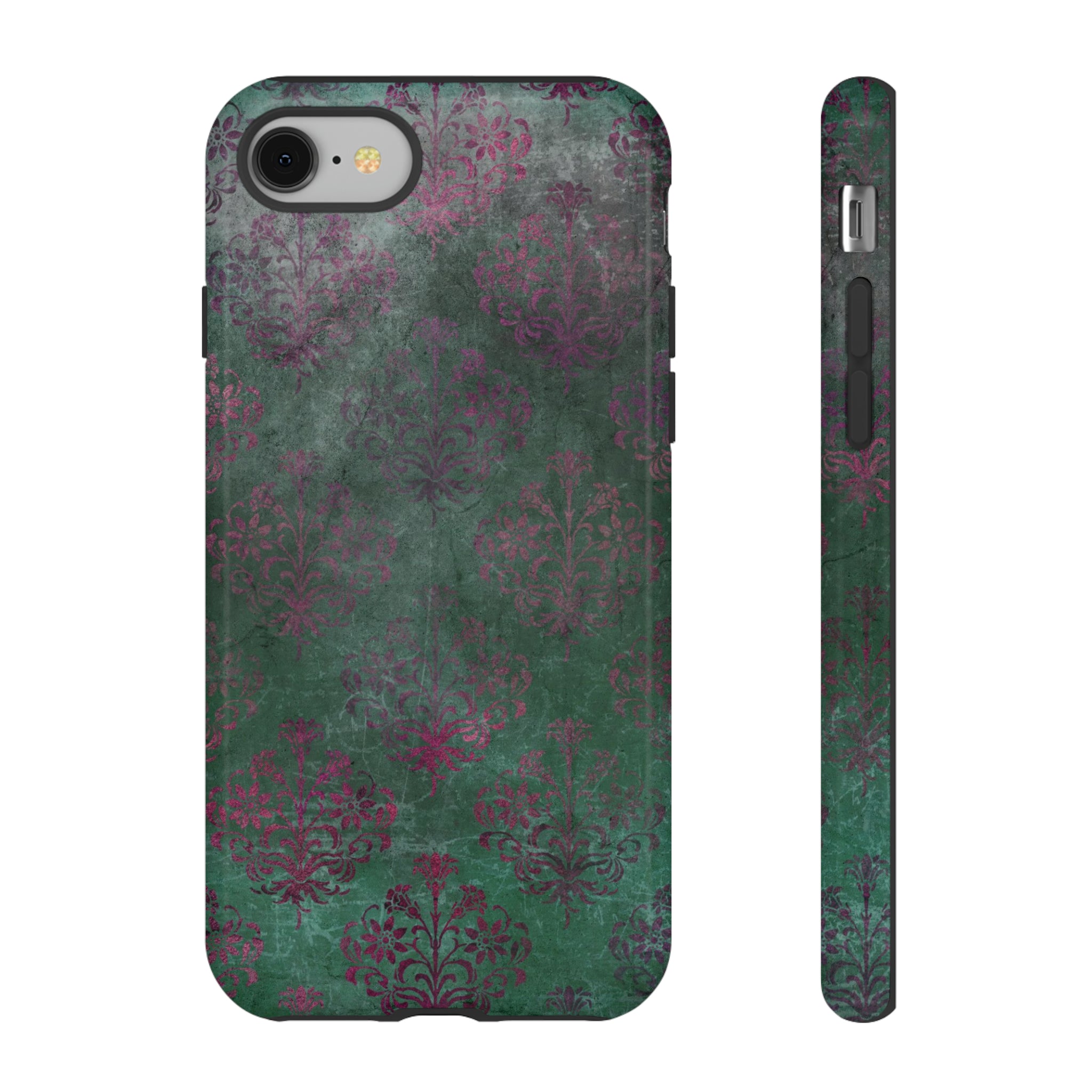 Green Damask Gothic Flower - Protective Phone Case