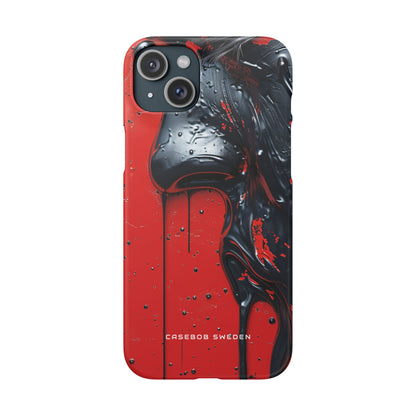 Textured Crimson Bloom iPhone 15 - Slim Phone Case