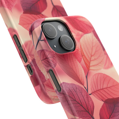 Elegant Pink Leaves iPhone 15 - Slim Phone Case