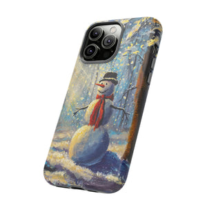 Oil painting - Happy Snowman - Protective Phone Case