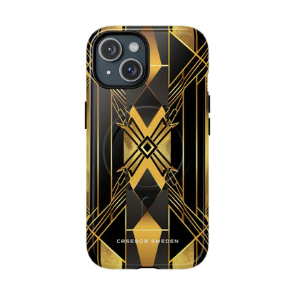 Golden Geometric Elegance iPhone 15 | Tough+ Phone Case