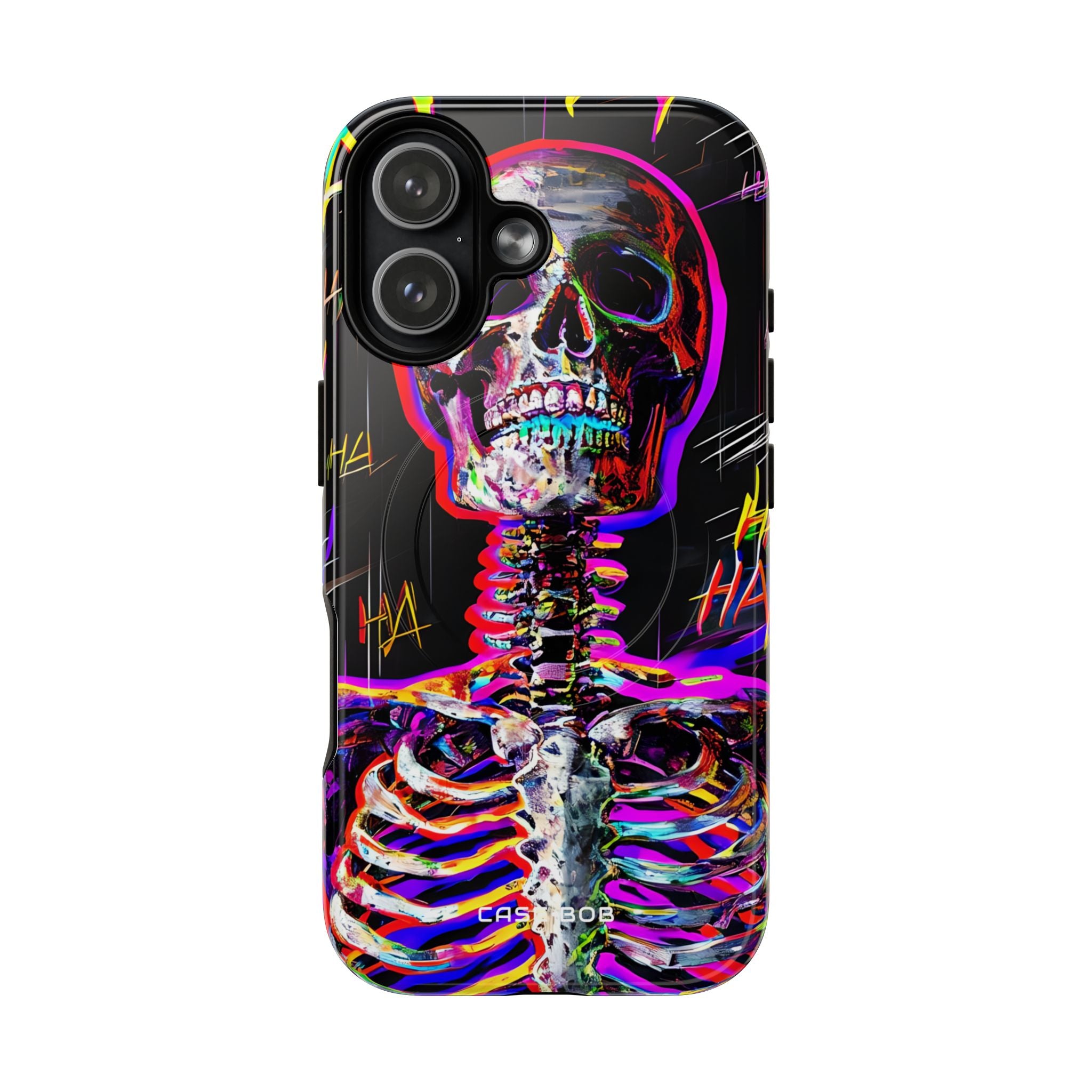 Neon Skeleton Laugh iPhone 17 Case - Tough+