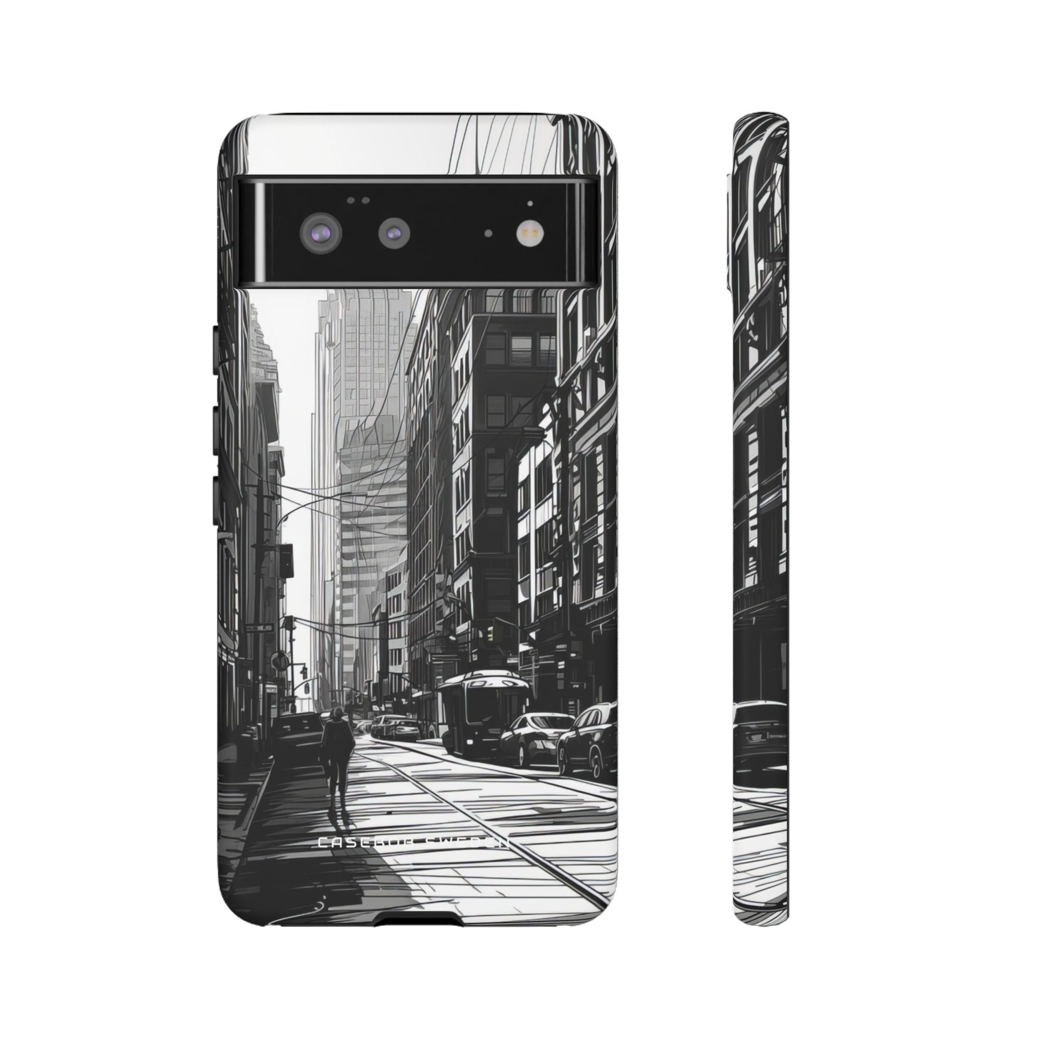 Urban Cityscape Line Perspective Google Pixel 6 - Tough Phone Case