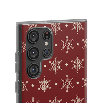Cream Snowflake Crimson Samsung S22 Ultra Case - Soft