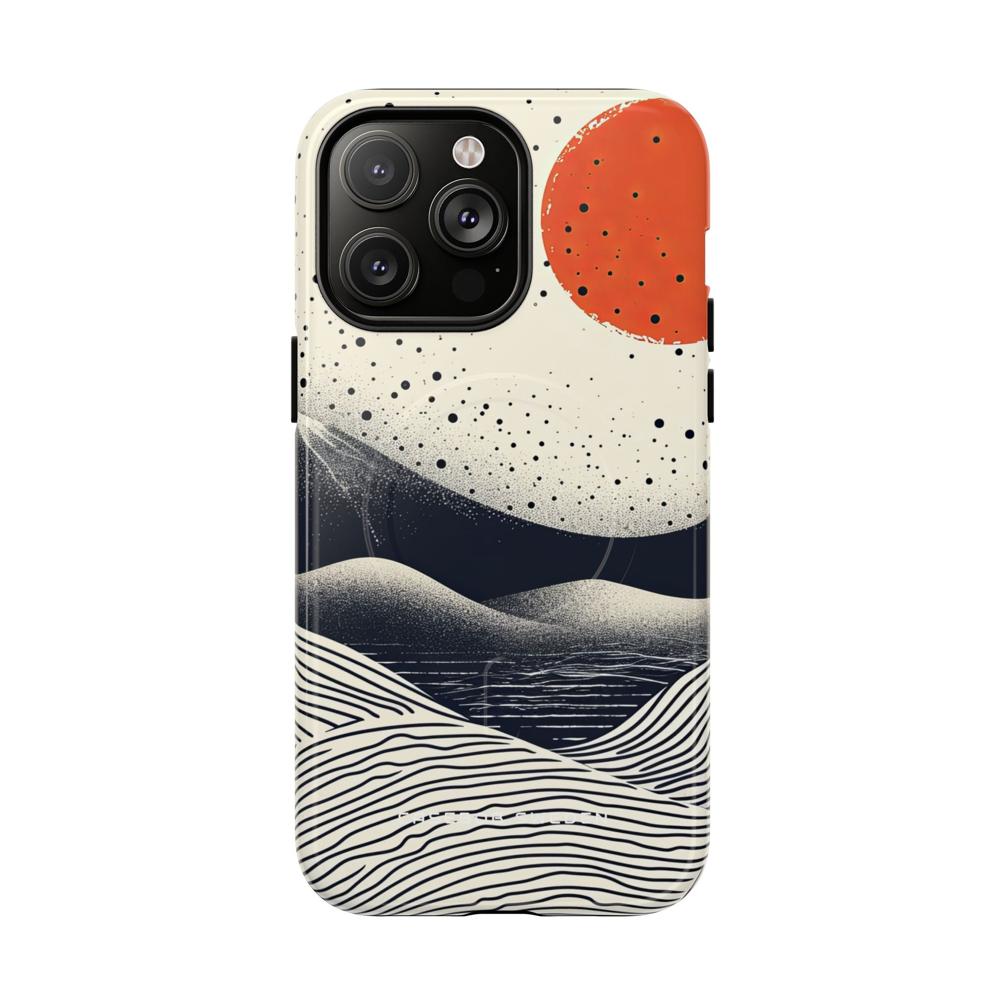 Red Sun Over Flowing Horizons iPhone 14 | Tough+ Phone Case