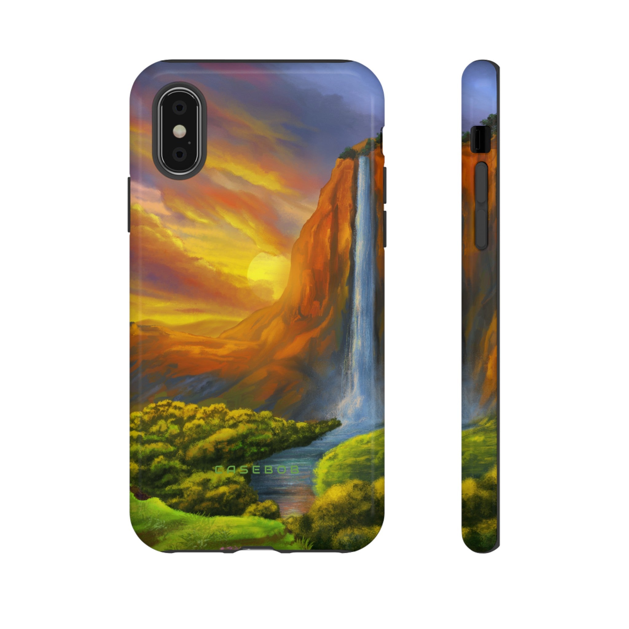 Fantasy Landscape with Waterfall - Protective Phone Case