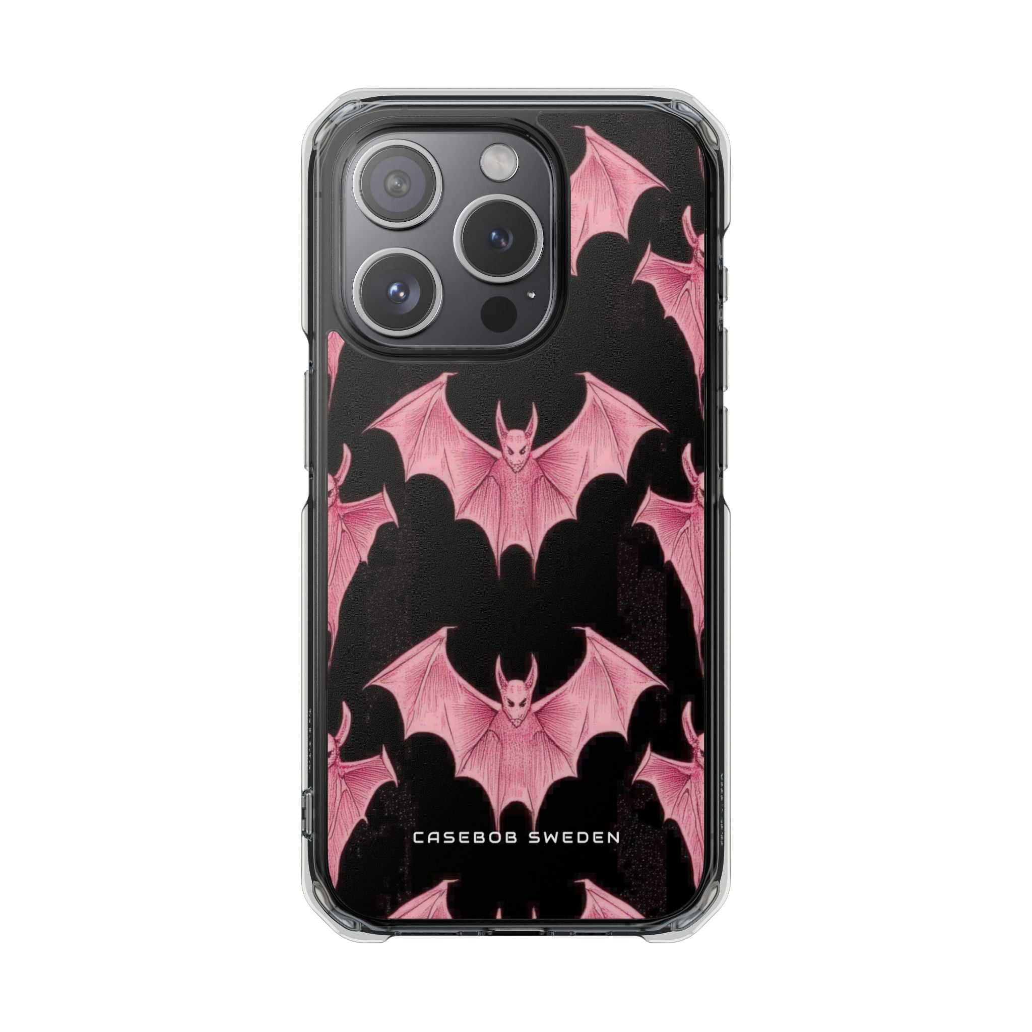 Gothic Pink Bats Aflame iPhone 15 - Clear Impact Phone Case