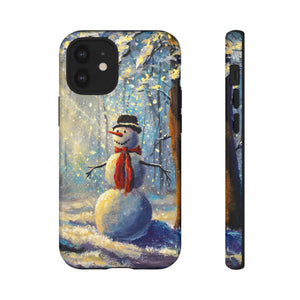 Oil painting - Happy Snowman - Protective Phone Case