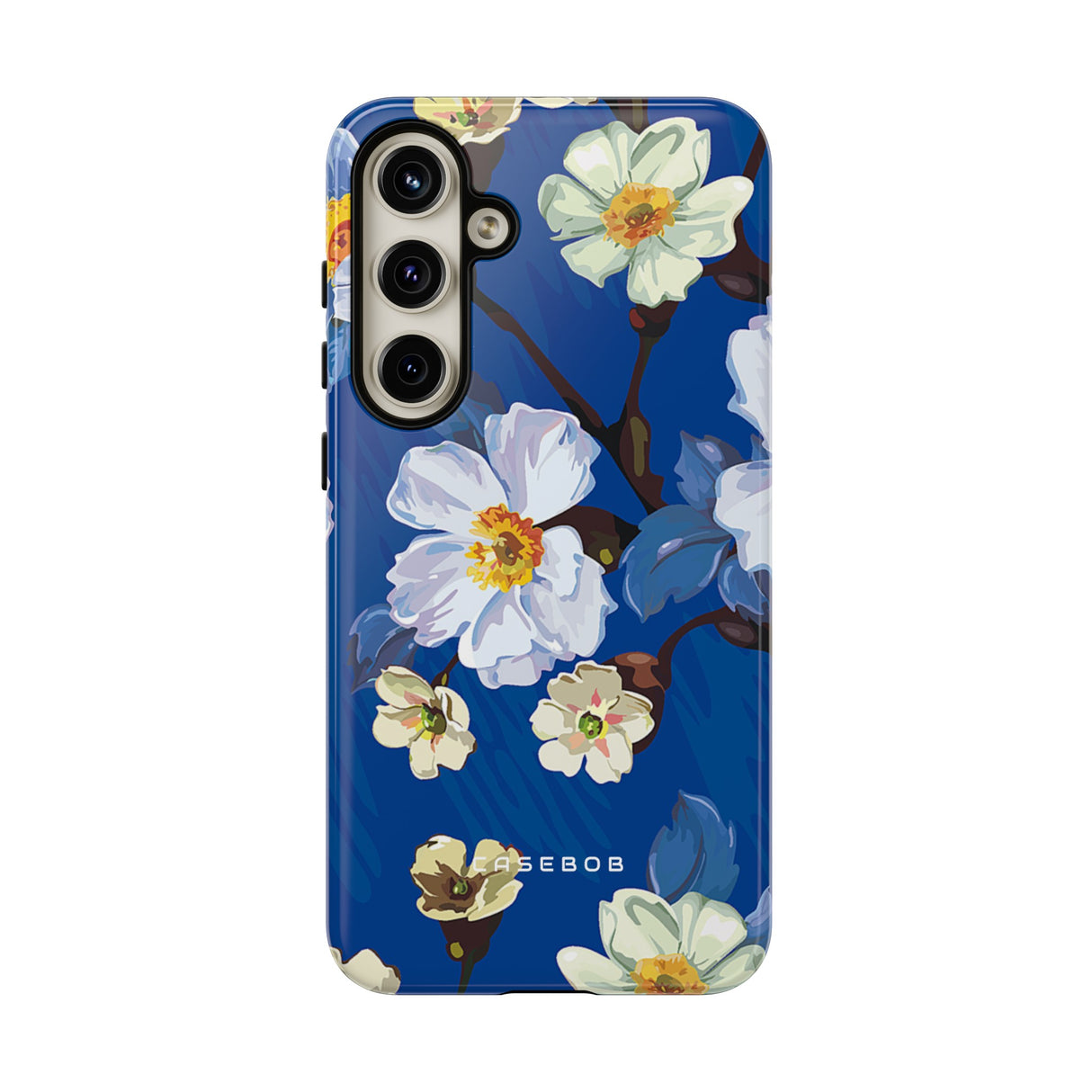 Elegant Flower on Blue iPhone Case | Tough