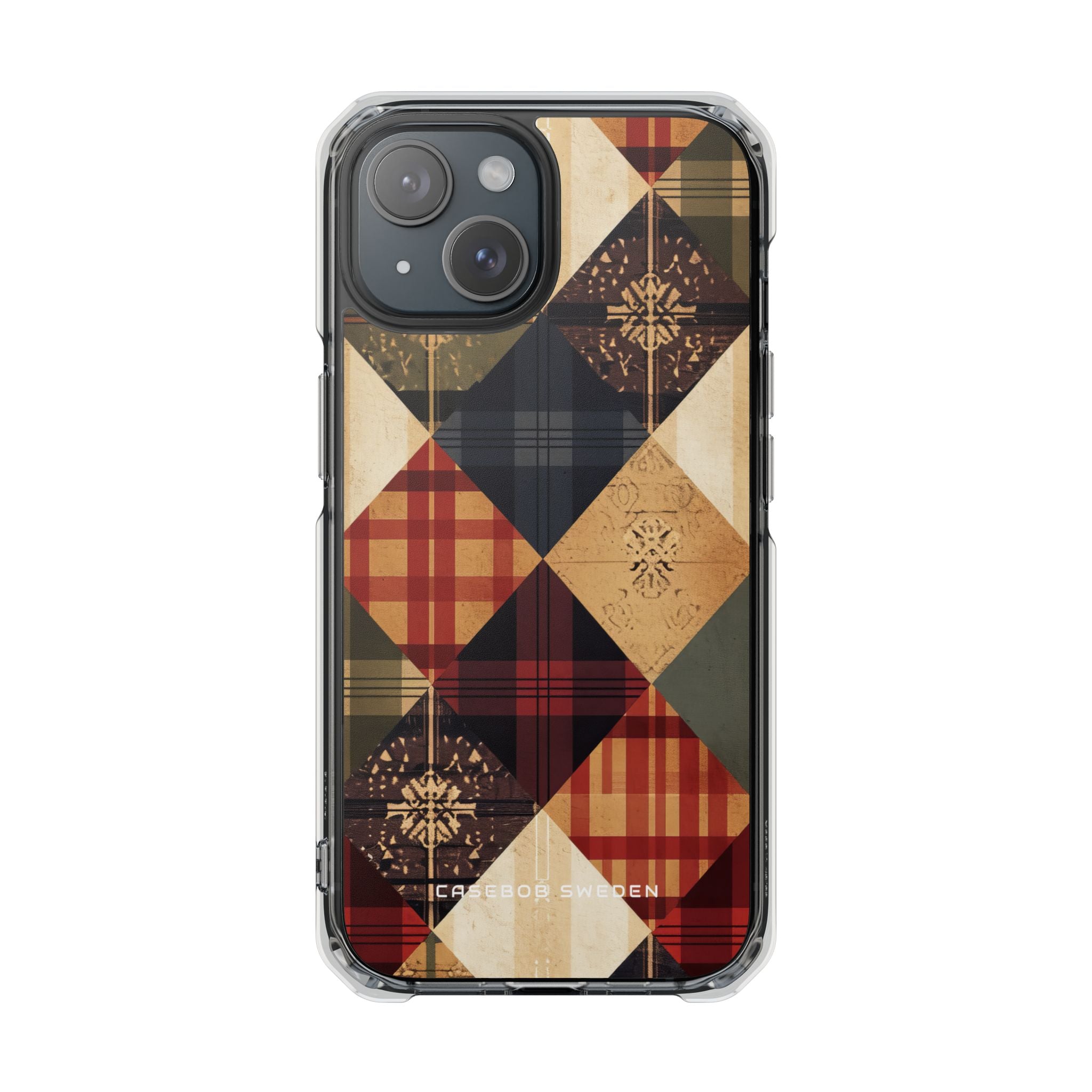 Rustic Geometric Patchwork Harmony iPhone 15 - Clear Impact Phone Case