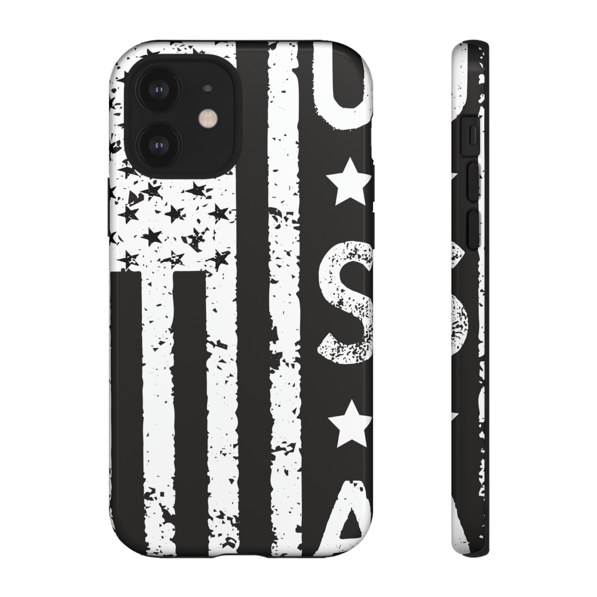 Black n White U.S Flag - Protective Phone Case