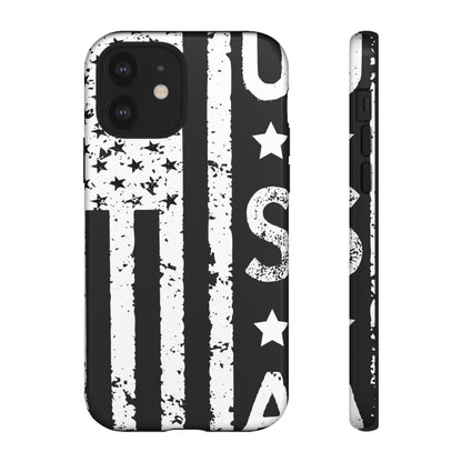 Black n White U.S Flag - Protective Phone Case