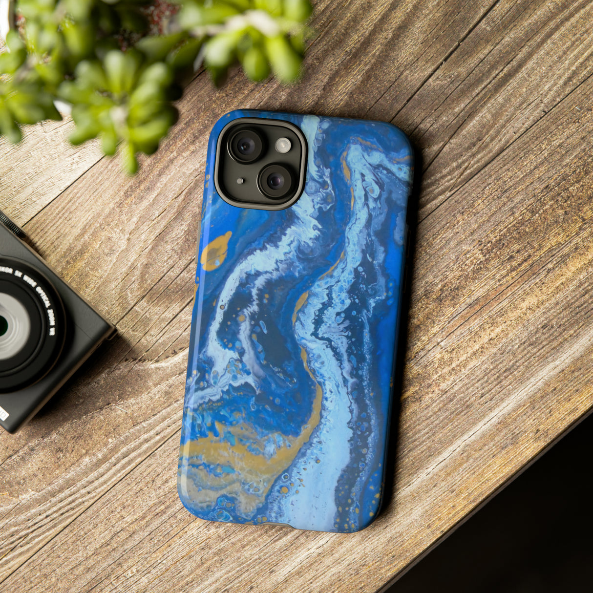 Acrylic Blue Gold - Protective Phone Case