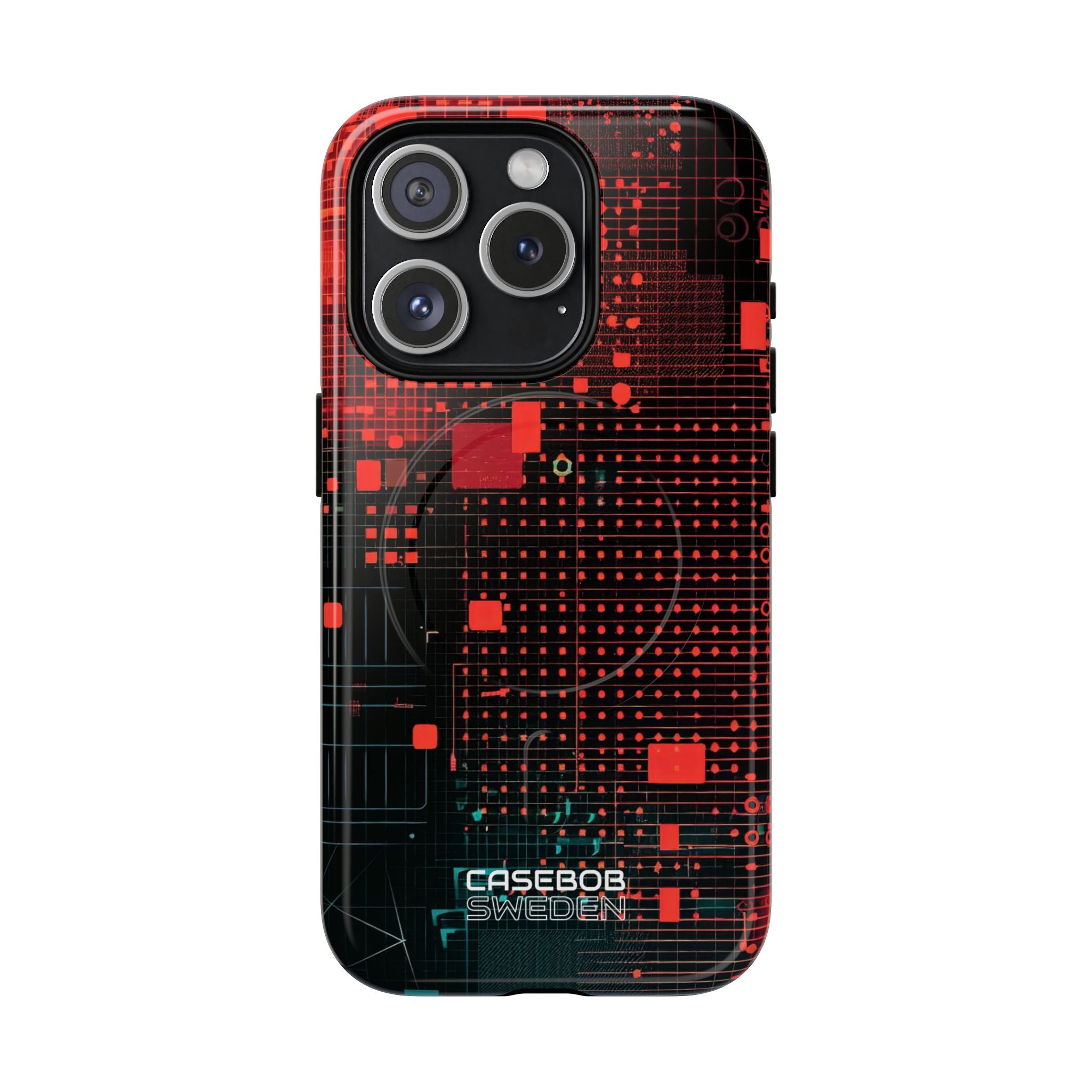 Crimson Circuit Grid iPhone 15 - Tough+