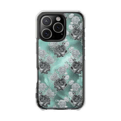 Teal Floral Elegance iPhone Case - Impact