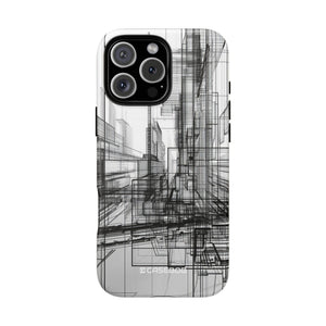 Urban Complexity: Black Lines Design - for iPhone 16