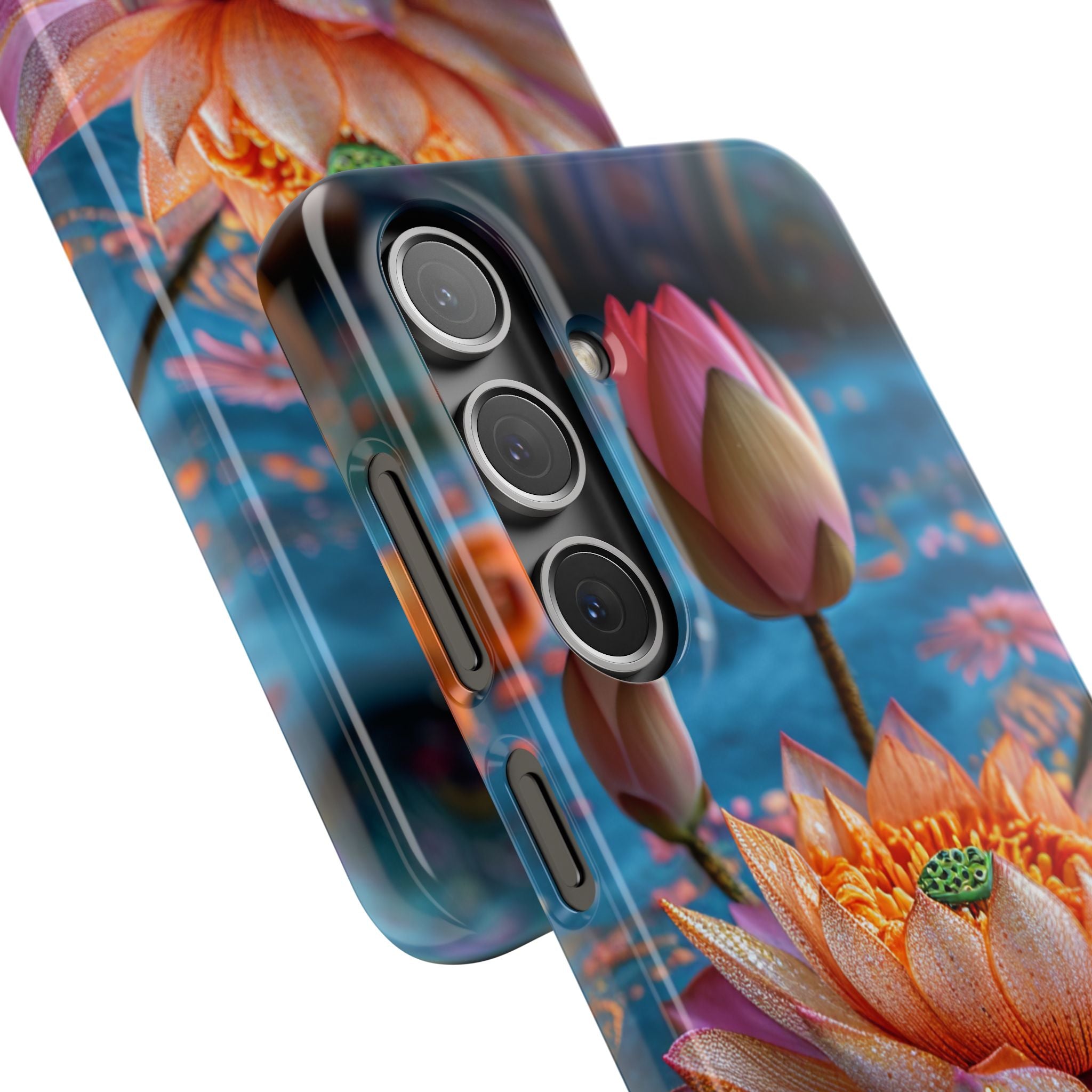 Vibrant Lotus Embroidery - Slim Samsung S24 Phone Case