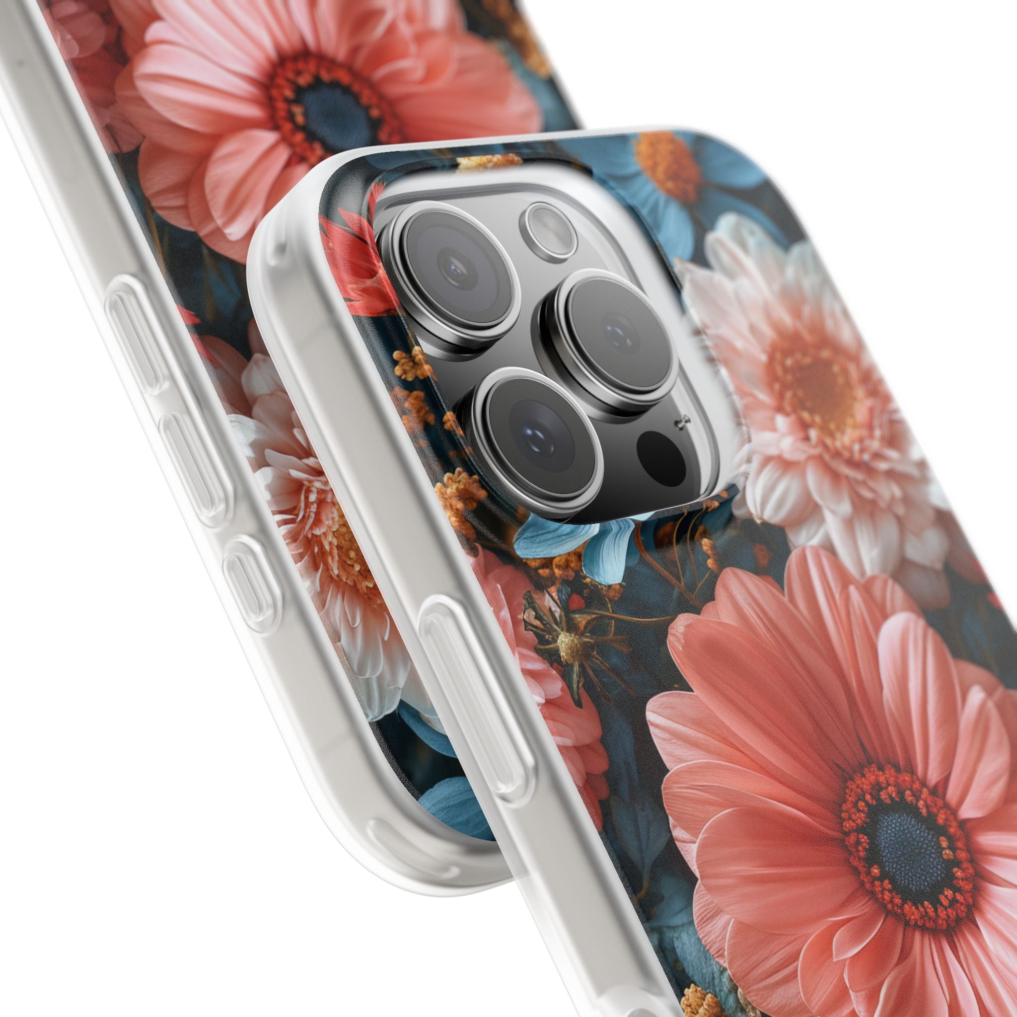 Coral Teal Blooms - Flexi iPhone 16 Phone Case