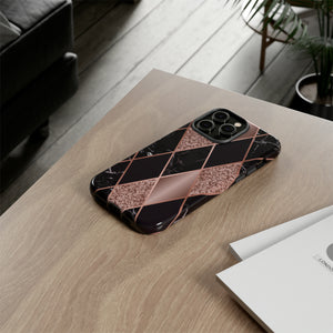 Pink Black Geometric - Protective Phone Case