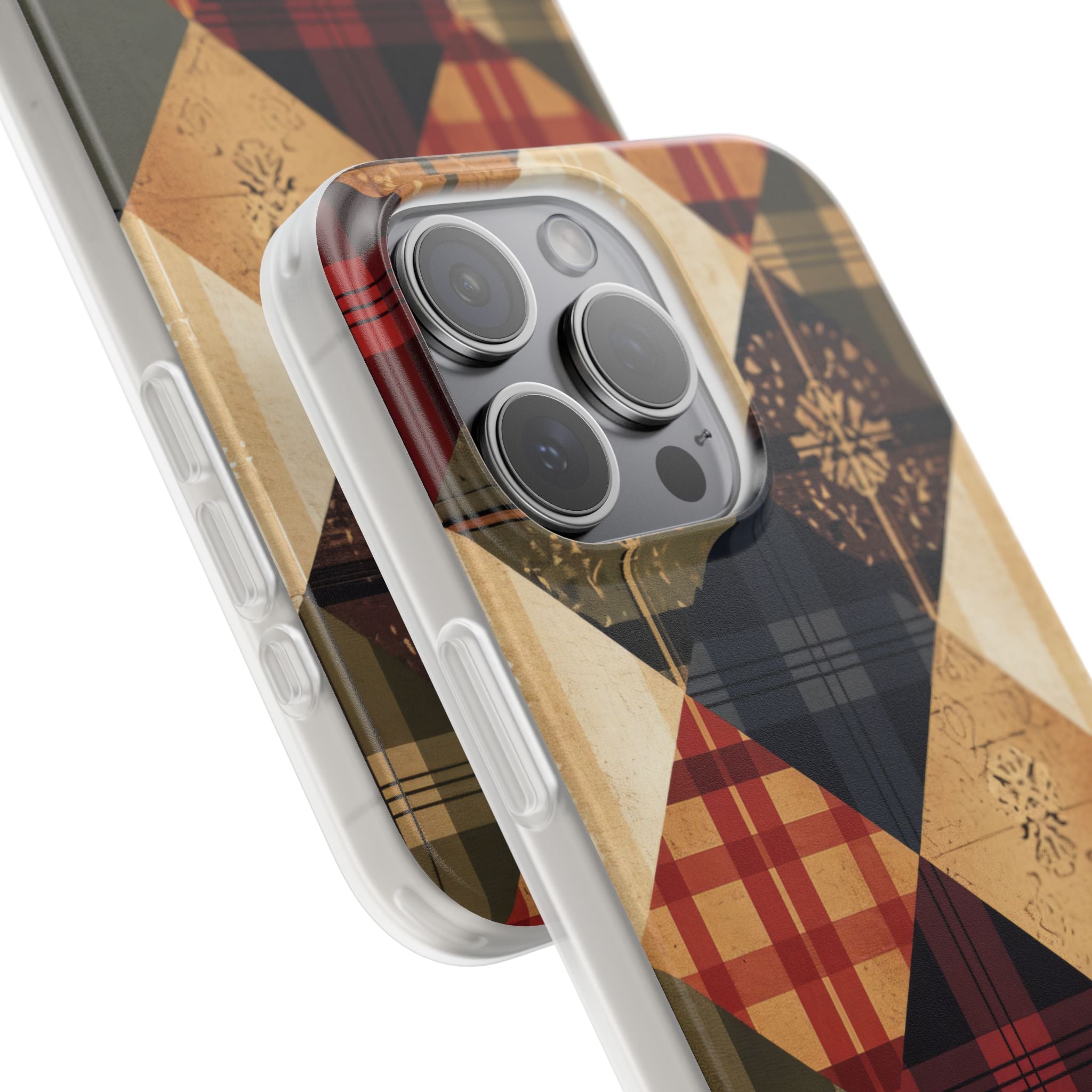 Rustic Geometric Patchwork Harmony iPhone 15 - Flexi Phone Case