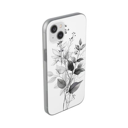 Veined Leaves Gray iPhone 14 Plus Case - Soft