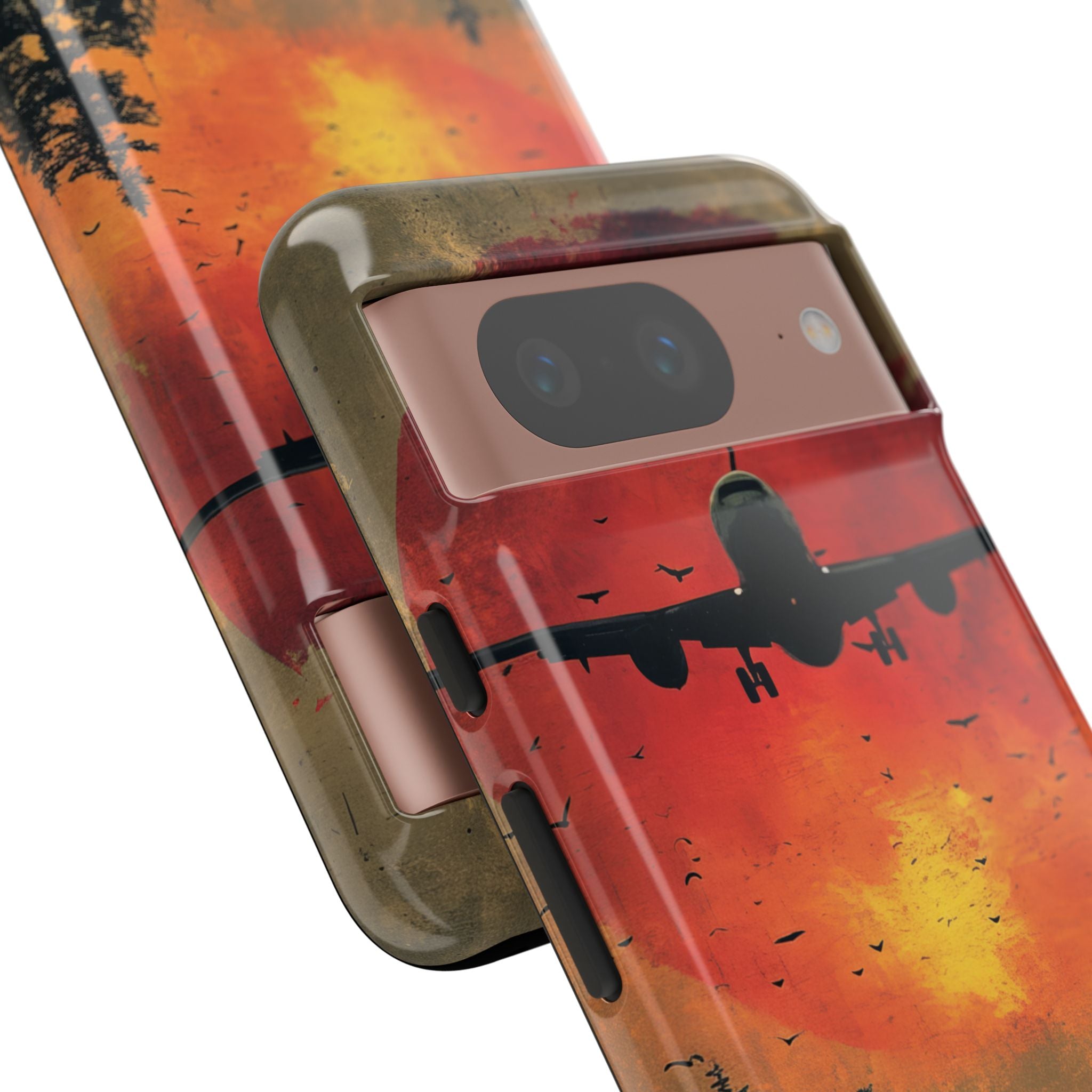 Vintage Sunset Airplane Silhouette Google Pixel 8 - Tough Phone Case