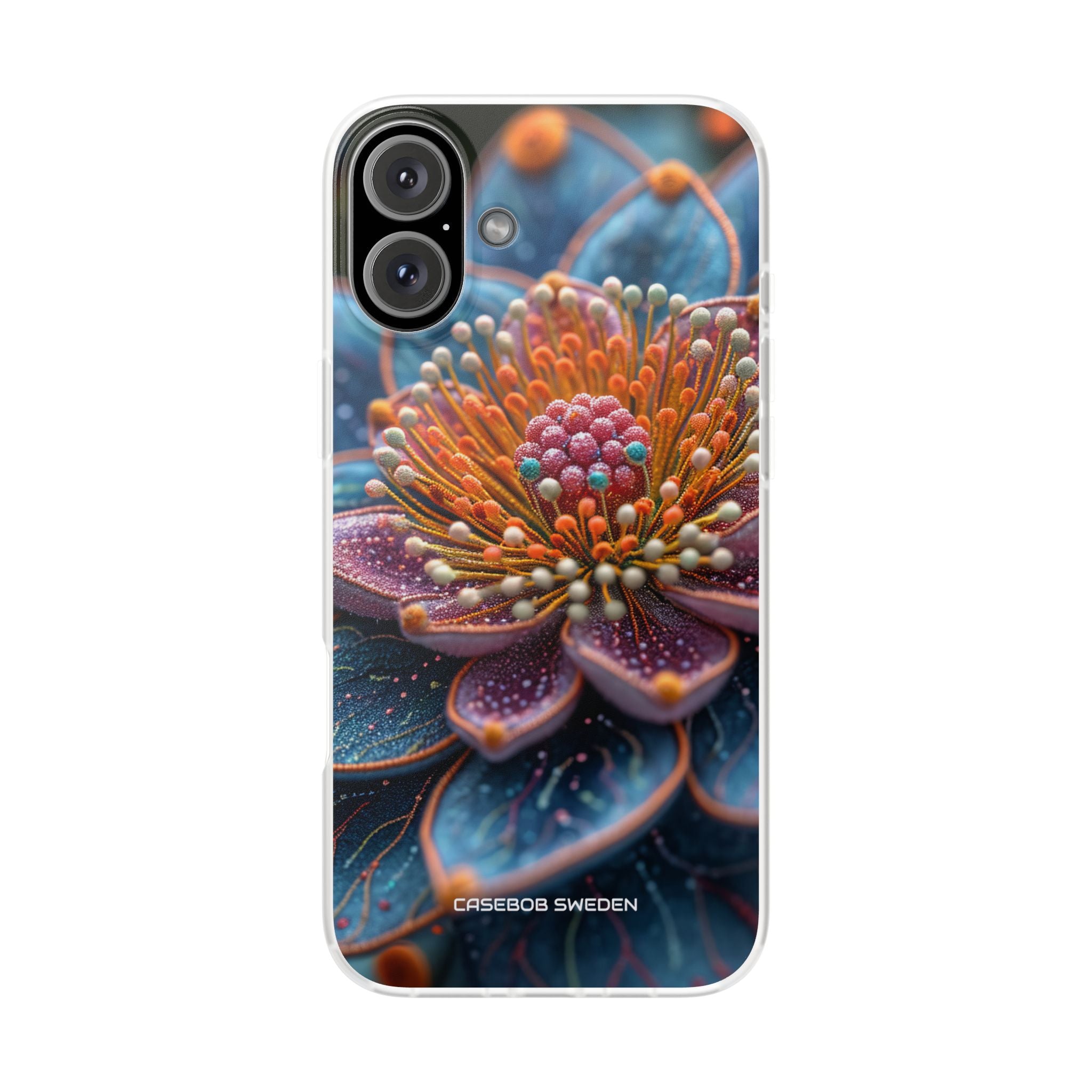 Blue-Orange Floral Swirl - Flexi iPhone 16 Phone Case